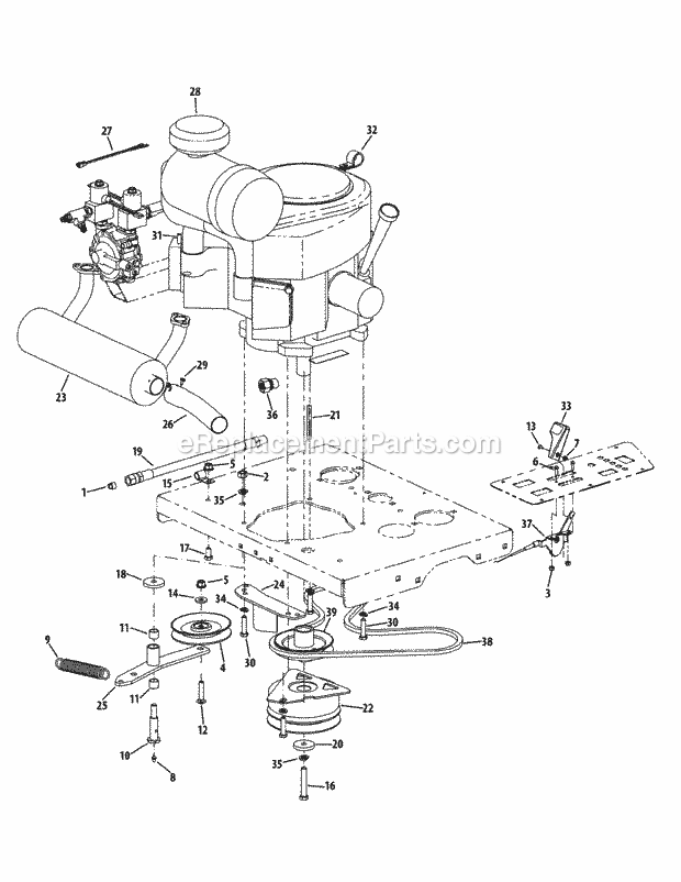 Engine Accessories 60-Inch Deck Diagram and Parts List for S6031-KW 53AP8DU6750 Cub Cadet Sprayer